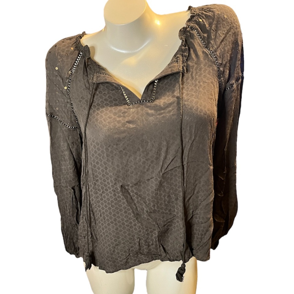 Knox Rose - Hunter green sequins 3/4 sleeve top